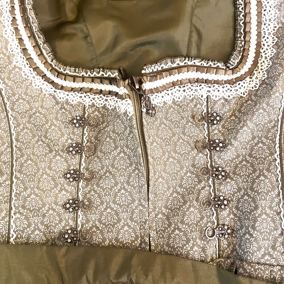 Green and White Dirndl Dress - Picture 7 of 13